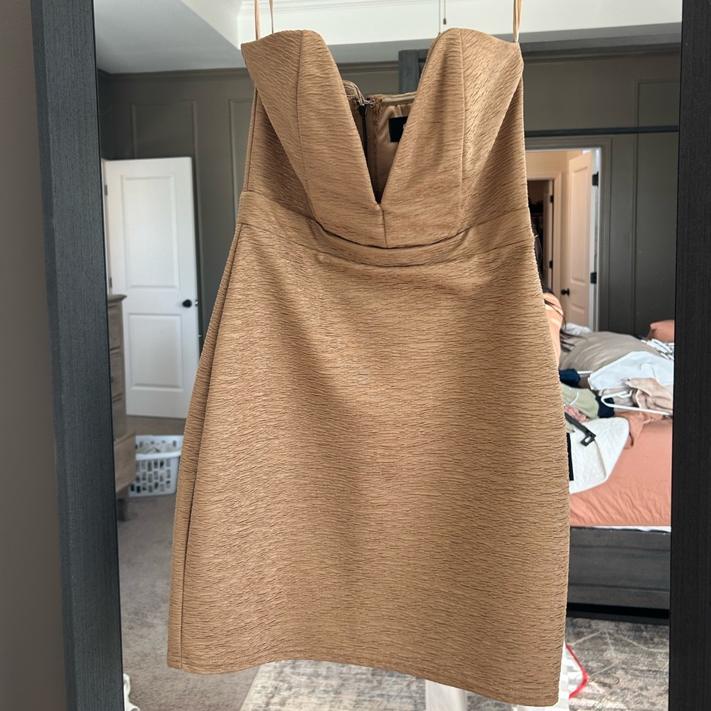 fab'rik Strapless Tan Dress